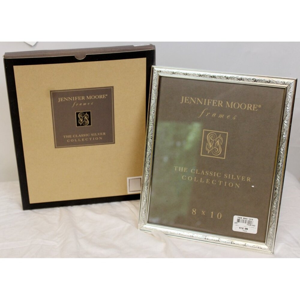 VTG 90s Jennifer Moore Classic Silver Filigree Picture Frame 8x10 Embossed Trad